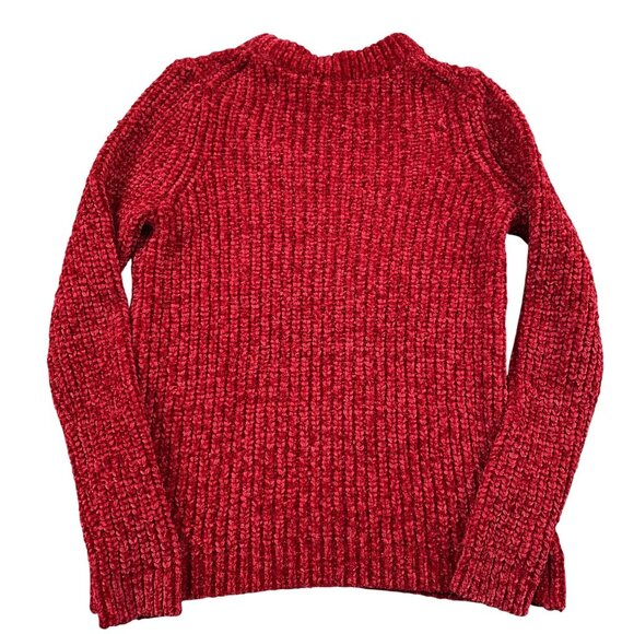 Talbots Chenille Sweater Womens Small Red Ribbed Pullover Winter - Picture 2 of 7